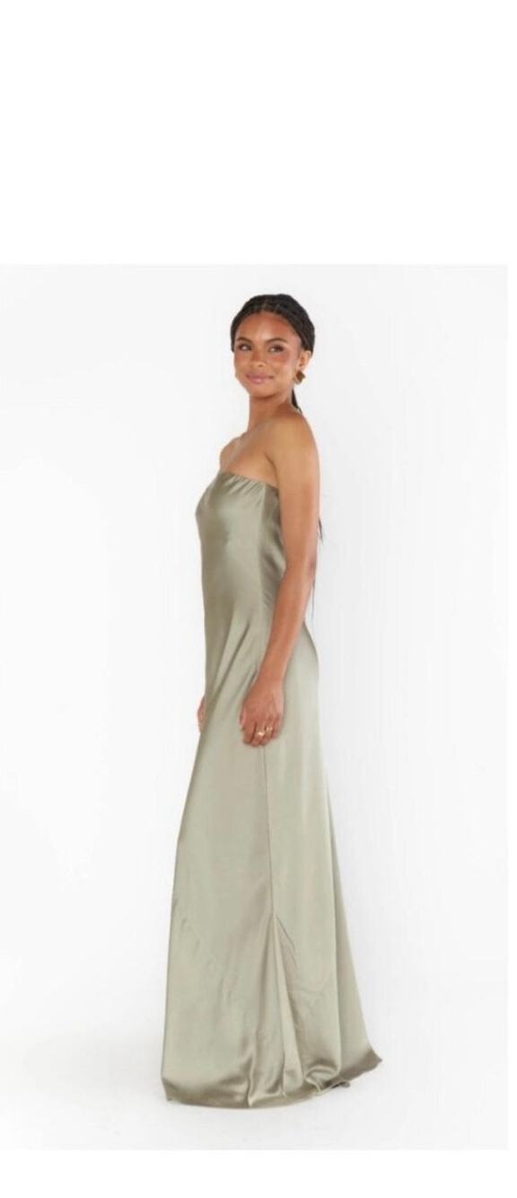 $199 SHOW ME YOUR MUMU Taylor Tube Maxi Dress color Moss Green Luxe Medium.